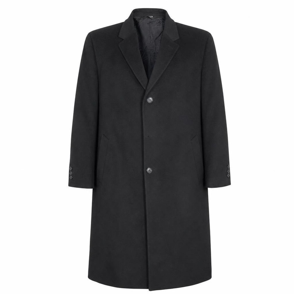 Jos A Bank Overcoat Mens 44R Black 100% Cashmere Luxury Full length Trench READ